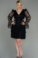 Short Black Dantelle Plus Size Evening Dress ABK1702
