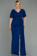 Long Sax Blue Plus Size Evening Dress ABU2977