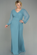 Turquoise Long Chiffon Plus Size Evening Dress ABU2763
