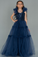 Long Navy Blue Girl Dress ABU3043