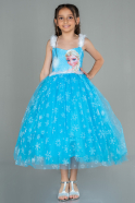 Robe de Soirée Enfants Longue Bleu ABU3028