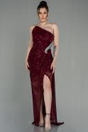 Long Burgundy Scaly Evening Dress ABU3054