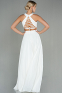 White Long Chiffon Evening Dress ABU2910