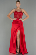 Long Red Satin Evening Dress ABU3030