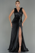 Long Black Satin Evening Dress ABU3051