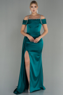 Long Emerald Green Satin Evening Dress ABU3058