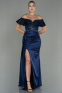 Long Navy Blue Mermaid Prom Dress ABU3059