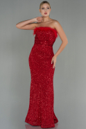 Long Red Scaly Evening Dress ABU3067