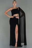 Long Black Chiffon Evening Dress ABU3005