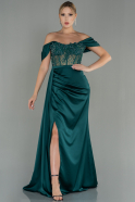 Long Emerald Green Satin Evening Dress ABU1785