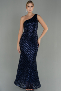 Long Navy Blue Mermaid Evening Dress ABU3072