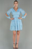 Short Light Blue Scaly Invitation Dress ABK1721