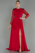 Red Long Chiffon Evening Dress ABU2916