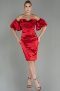 Midi Red Satin Invitation Dress ABK1673