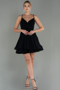 Mini Black Chiffon Night Dress ABK1695
