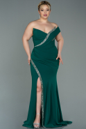 Long Emerald Green Plus Size Evening Dress ABU3006