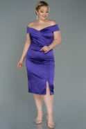 Midi Purple Satin Plus Size Evening Dress ABK1729