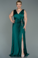 Long Emerald Green Satin Plus Size Evening Dress ABU3076