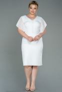 White Midi Plus Size Evening Dress ABK1626