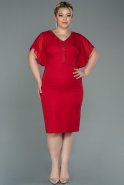 Red Midi Plus Size Evening Dress ABK1626