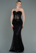 Long Black Scaly Haute Couture ABU3083