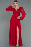 Robe de Soirée Longue Mousseline Rouge ABU3085