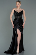 Long Black Satin Evening Dress ABU3447