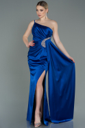 Long Sax Blue Satin Engagement Dress ABU3088