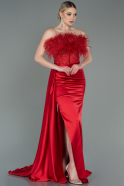 Long Red Satin Evening Dress ABU3091