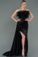 Long Black Satin Evening Dress ABU3091