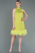 Pistachio Green Short Satin Invitation Dress ABK1576