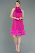 Short Fuchsia Satin Invitation Dress ABK1576