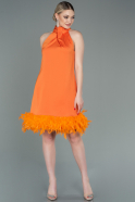 Orange Short Satin Invitation Dress ABK1576