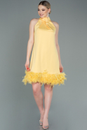 Yellow Short Satin Invitation Dress ABK1576