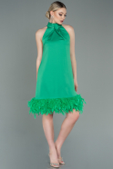 Green Short Satin Invitation Dress ABK1576