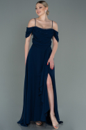 Long Navy Blue Chiffon Evening Dress ABU3093