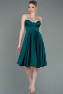 Short Emerald Green Satin Invitation Dress ABK1734