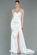 Long White Satin Evening Dress ABU3095