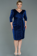 Midi Sax Blue Plus Size Evening Dress ABK1731