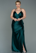 Long Emerald Green Satin Plus Size Evening Dress ABU3053