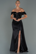 Long Black Satin Evening Dress ABU3100