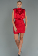 Short Red Satin Invitation Dress ABK1742