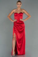 Long Red Satin Prom Gown ABU3094