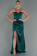 Long Emerald Green Satin Prom Gown ABU3094