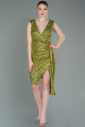 Midi Pistachio Green Scaly Invitation Dress ABK1747