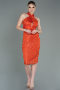 Midi Orange Scaly Invitation Dress ABK1722