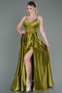 Pistachio Green Long Satin Evening Dress ABU2583