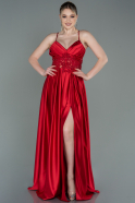 Red Long Satin Evening Dress ABU2583