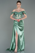 Turquoise Long Satin Evening Dress ABU3997