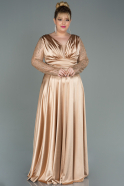 Gold Long Satin Oversized Evening Dress ABU2641